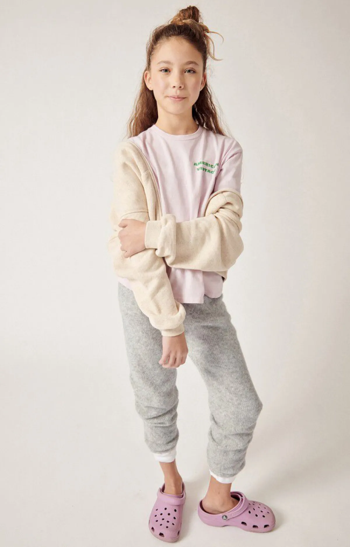 American Vintage Kid'S Zipped Hoodie Itonay Ecru Melange Store