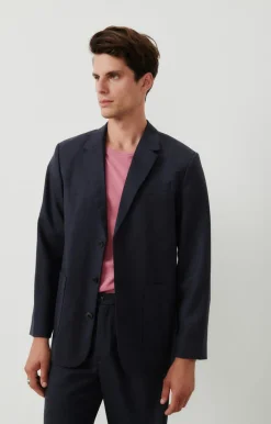 American Vintage Men'S Blazer Tabinsville Navy Melange Outlet