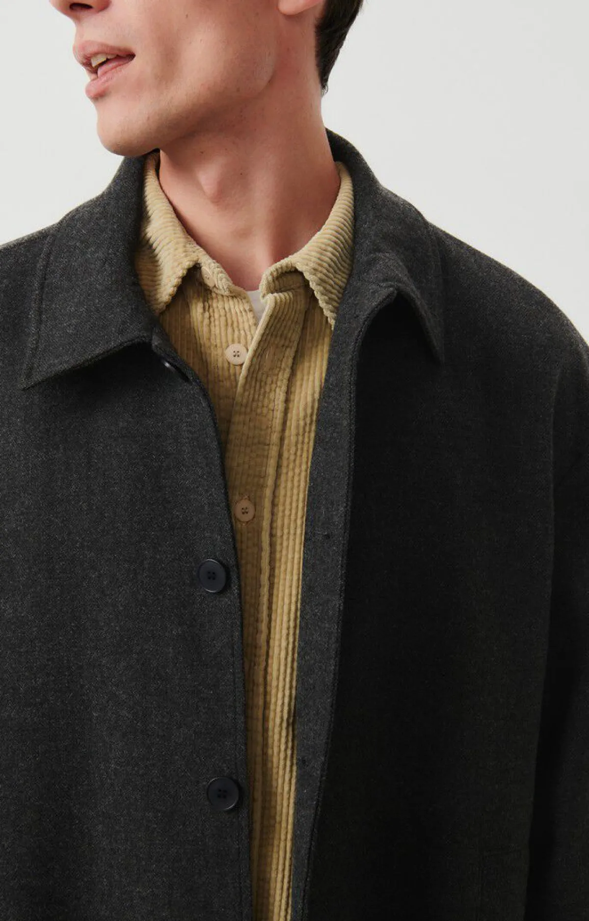 American Vintage Men'S Coat Weftown Charcoal Melange Best Sale