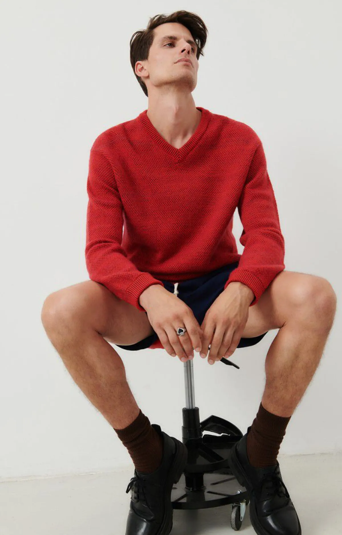 American Vintage Men'S Jumper Poabay Red Multimelange Shop