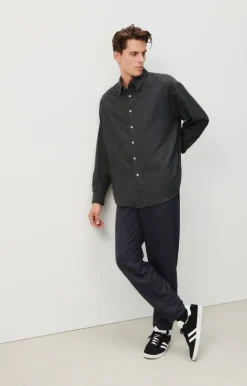American Vintage Men'S Shirt Dakota Charcoal Melange Sale