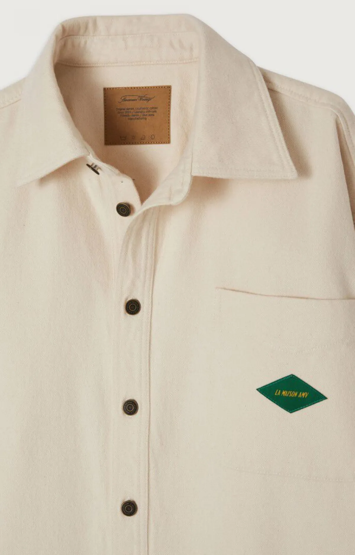 American Vintage Men'S Shirt Spywood Ecru Discount