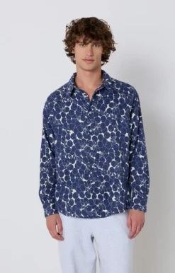 American Vintage Men'S Shirt Yuzy Gaby Navy Store