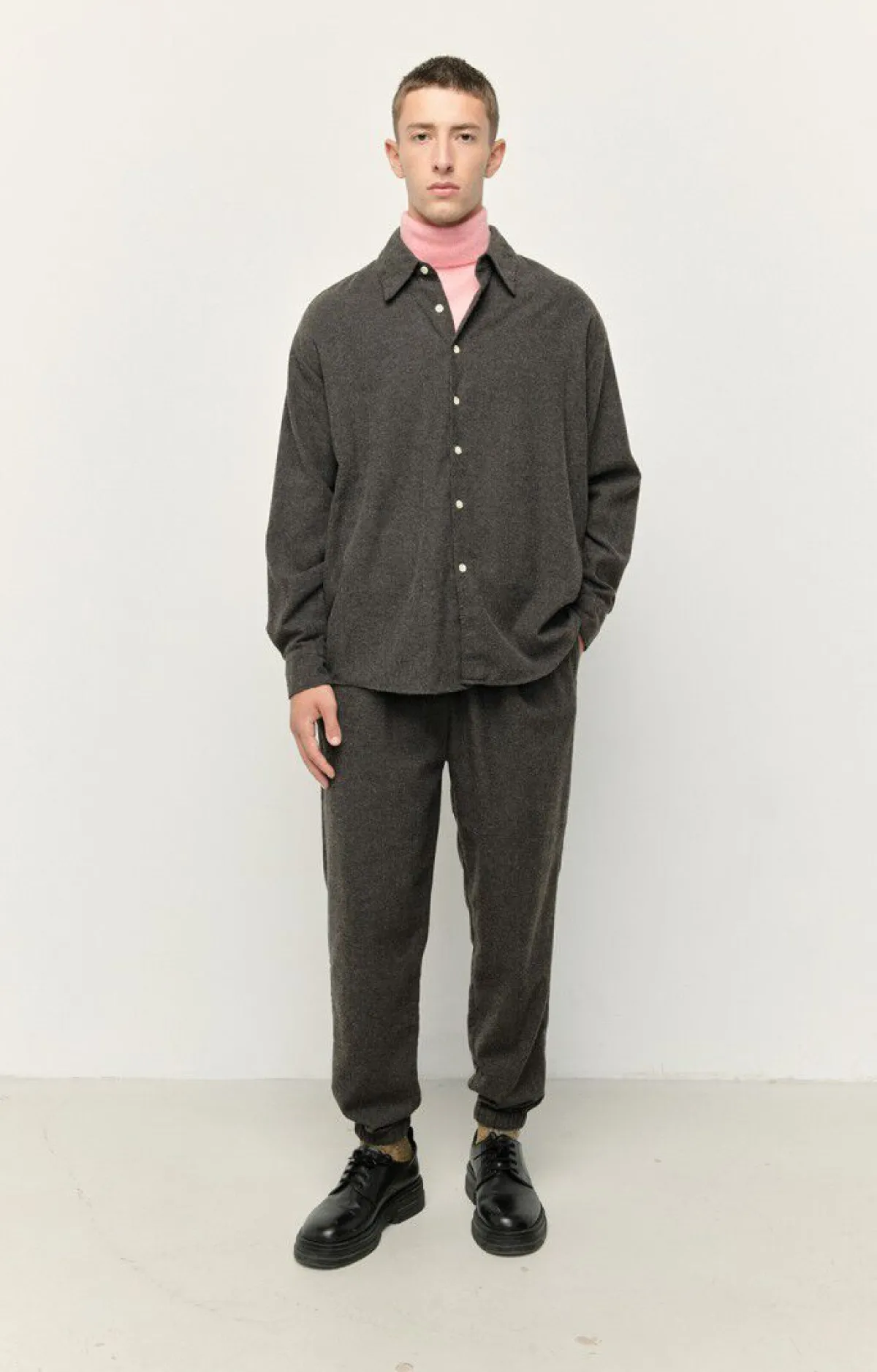 American Vintage Men'S Trousers Dakota Charcoal Melange Hot