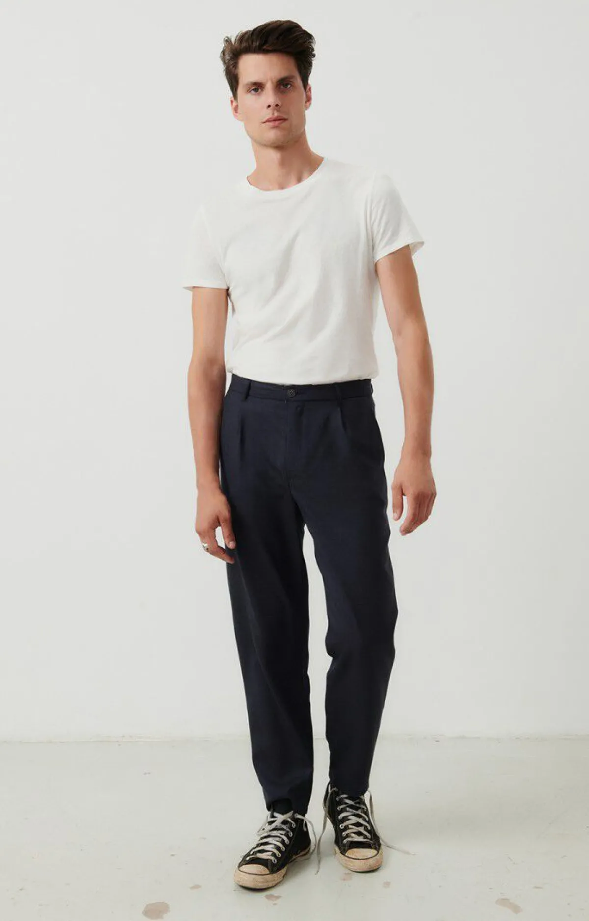 American Vintage Men'S Trousers Tabinsville Navy Melange Online