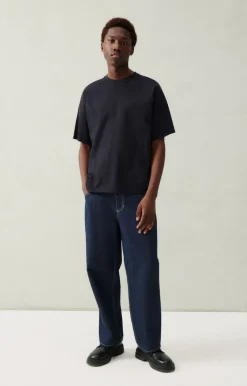 American Vintage Men'S T-Shirt Fizvalley Navy Vintage Fashion