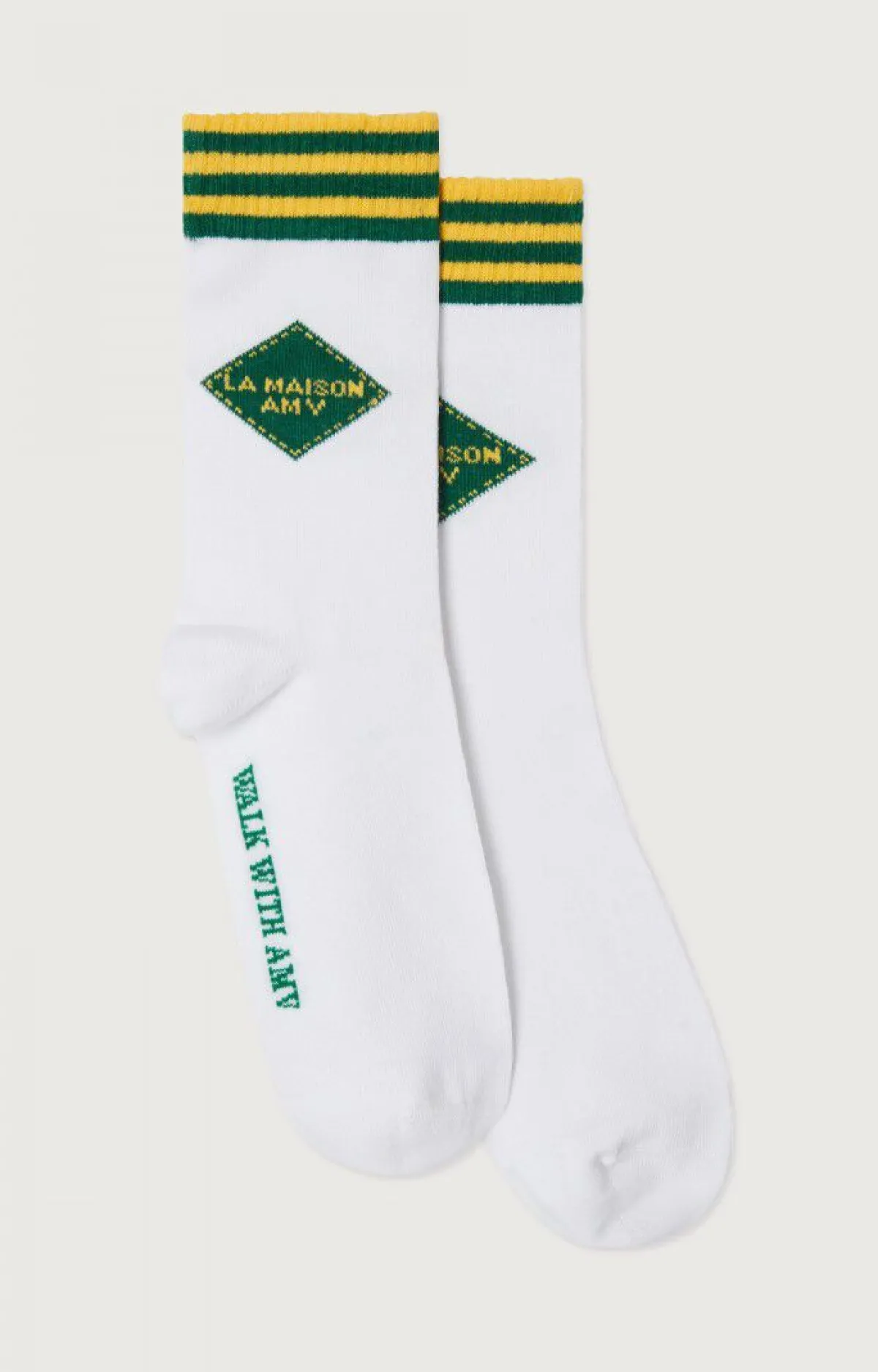 American Vintage Unisex'S Socks Clypsun Green And Yellow Striped Online