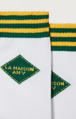 American Vintage Unisex'S Socks Clypsun Green And Yellow Striped Online