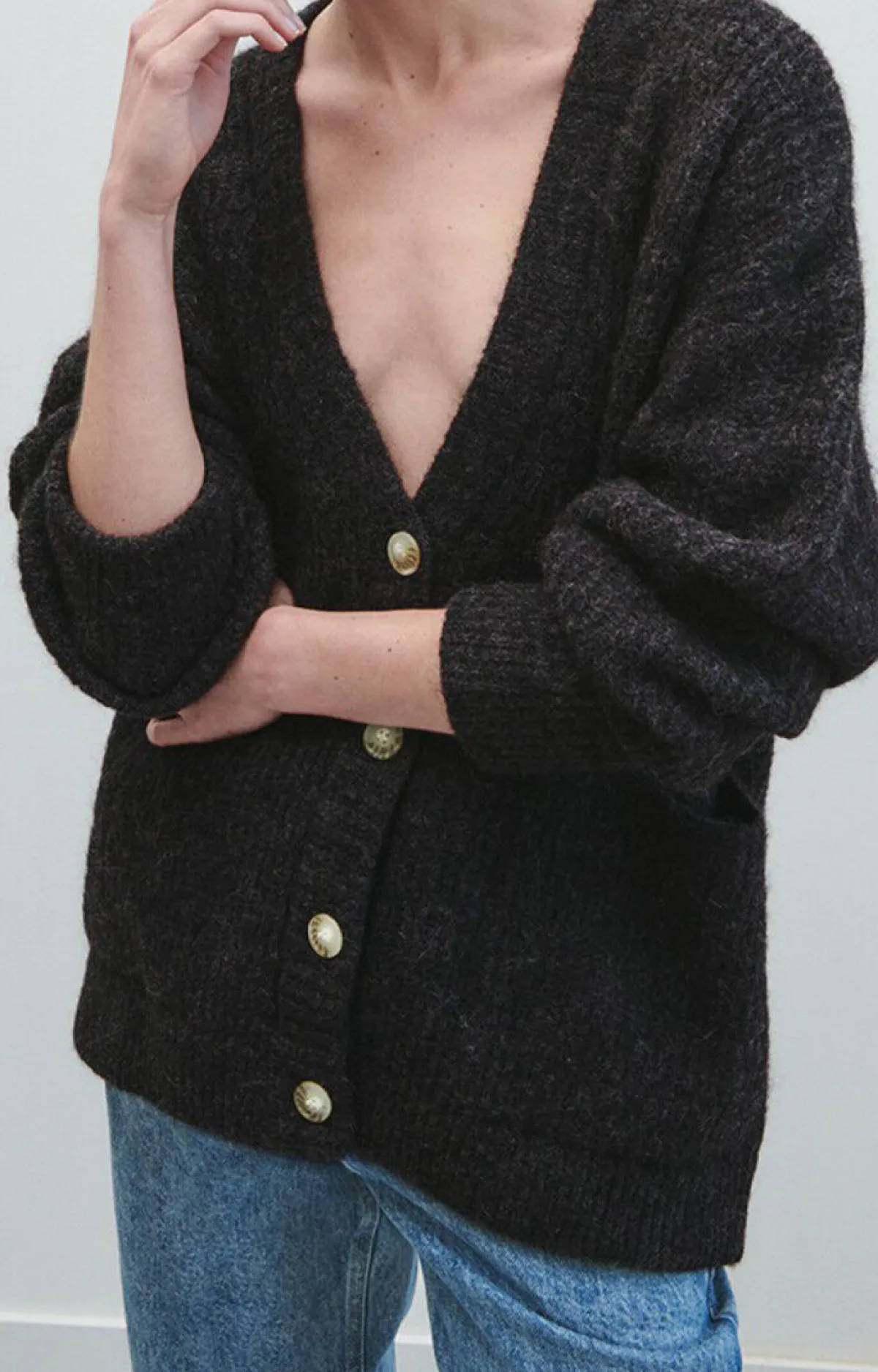 American Vintage Women'S Cardigan East Charcoal Melange Fashion