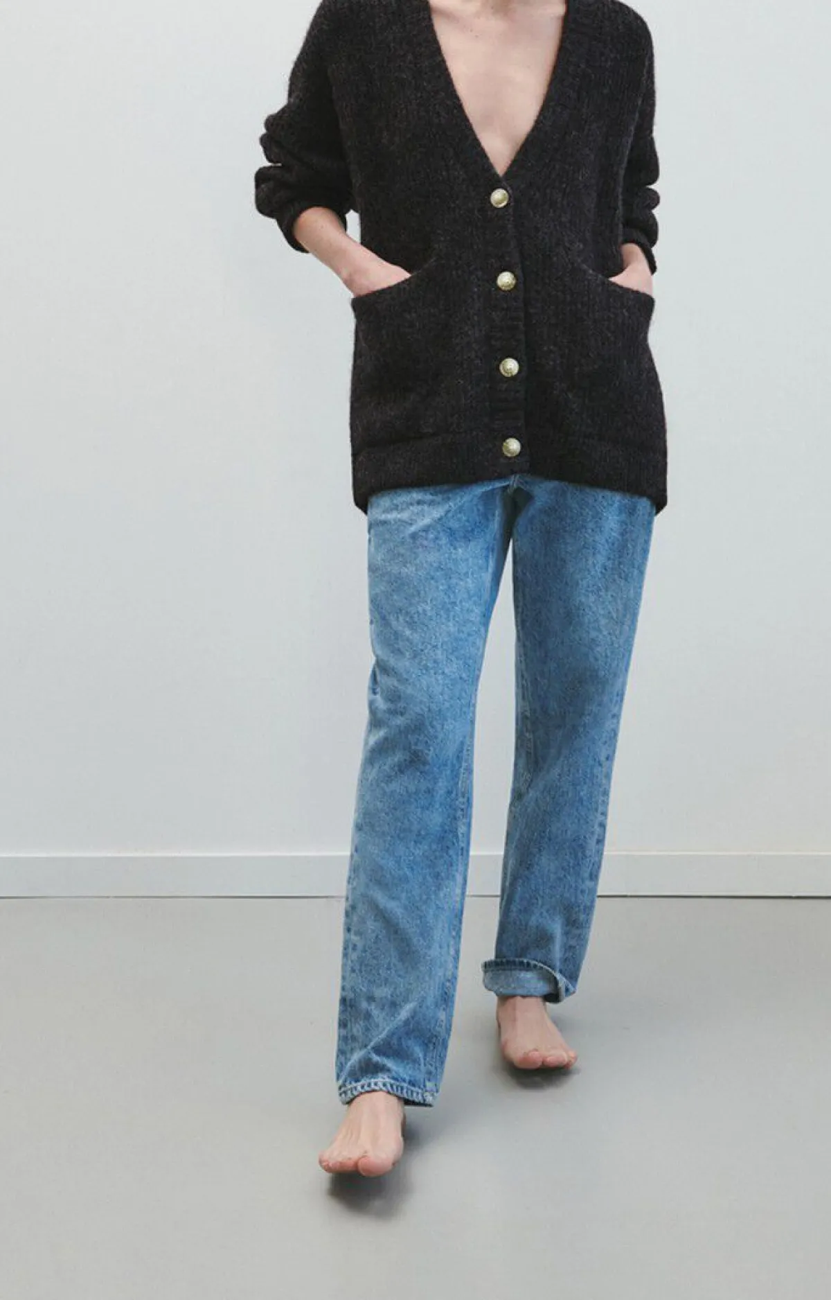American Vintage Women'S Cardigan East Charcoal Melange Fashion