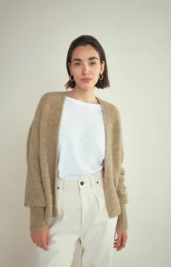American Vintage Women'S Cardigan East Beige Melange New
