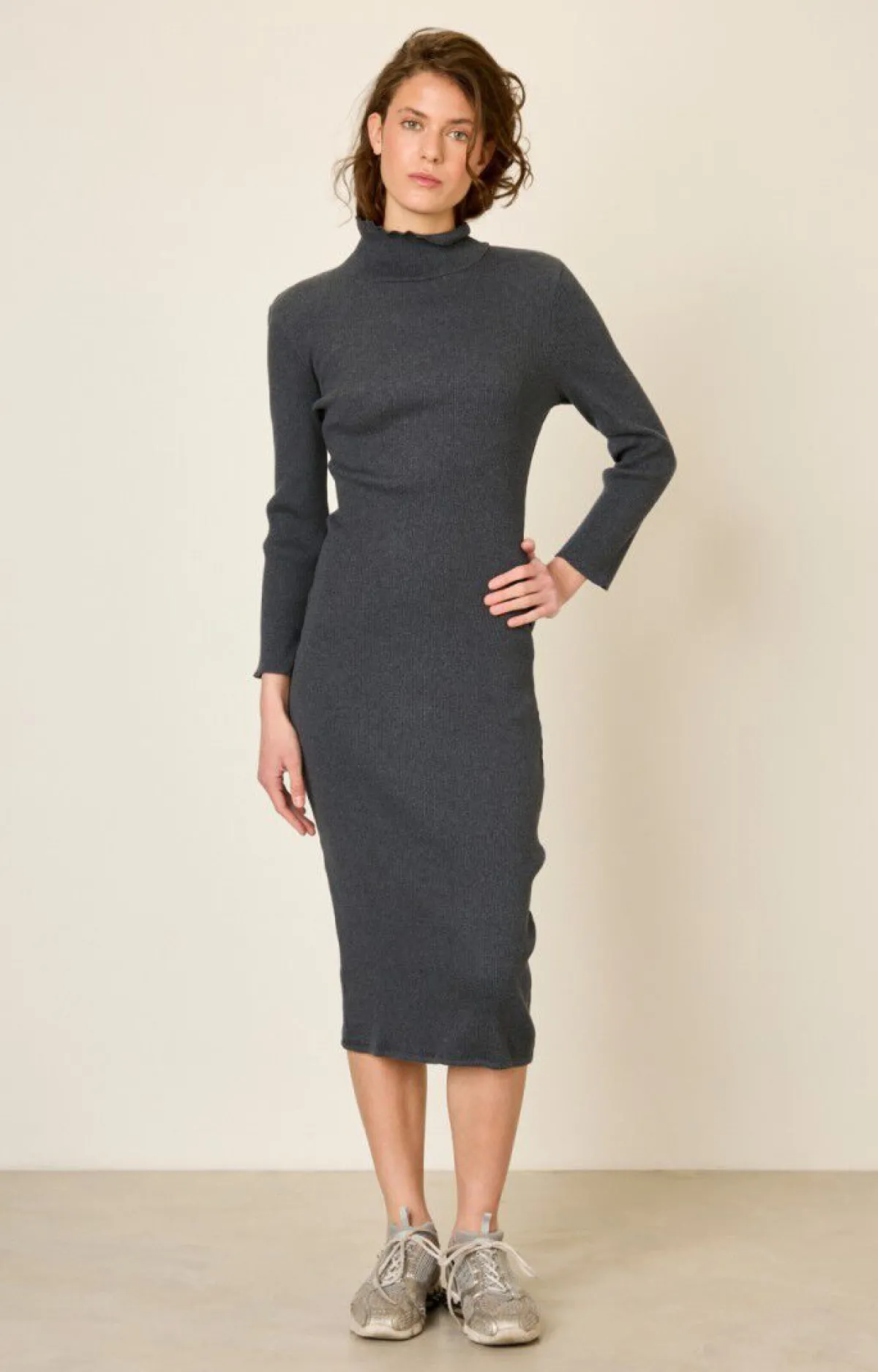 American Vintage Women'S Dress Piwik Charcoal Melange Fashion