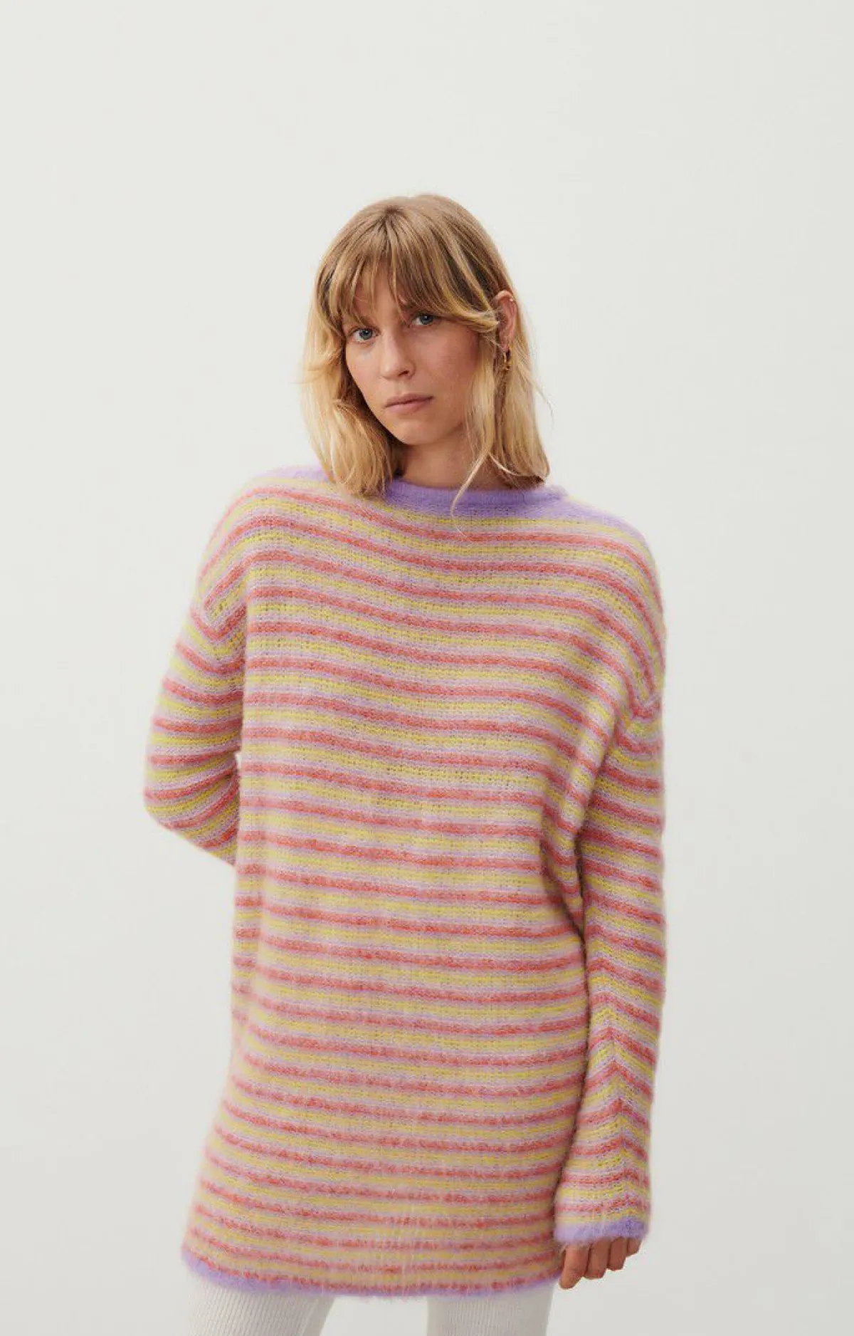American Vintage Women'S Dress Tyji Purple And Yellow Stripes Best Sale
