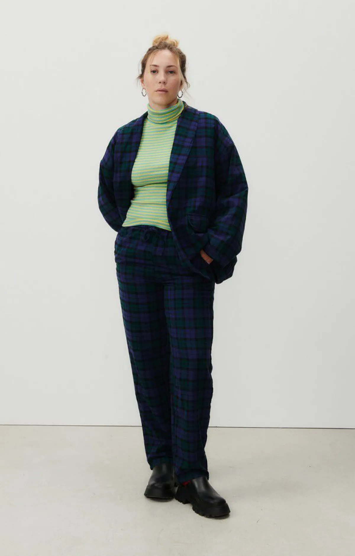 American Vintage Women'S Jacket Yuzy Green Purple Tartan Store