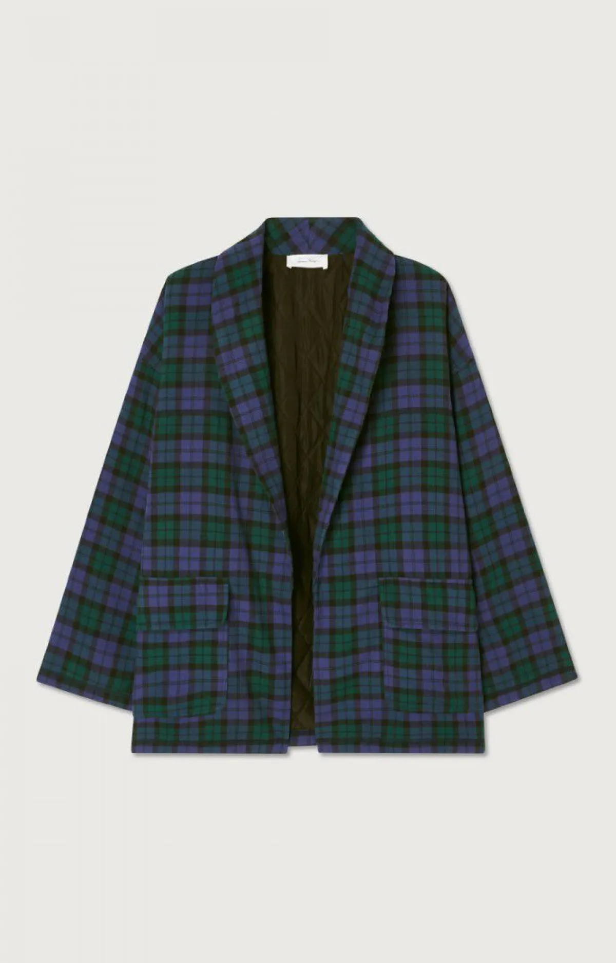 American Vintage Women'S Jacket Yuzy Green Purple Tartan Store
