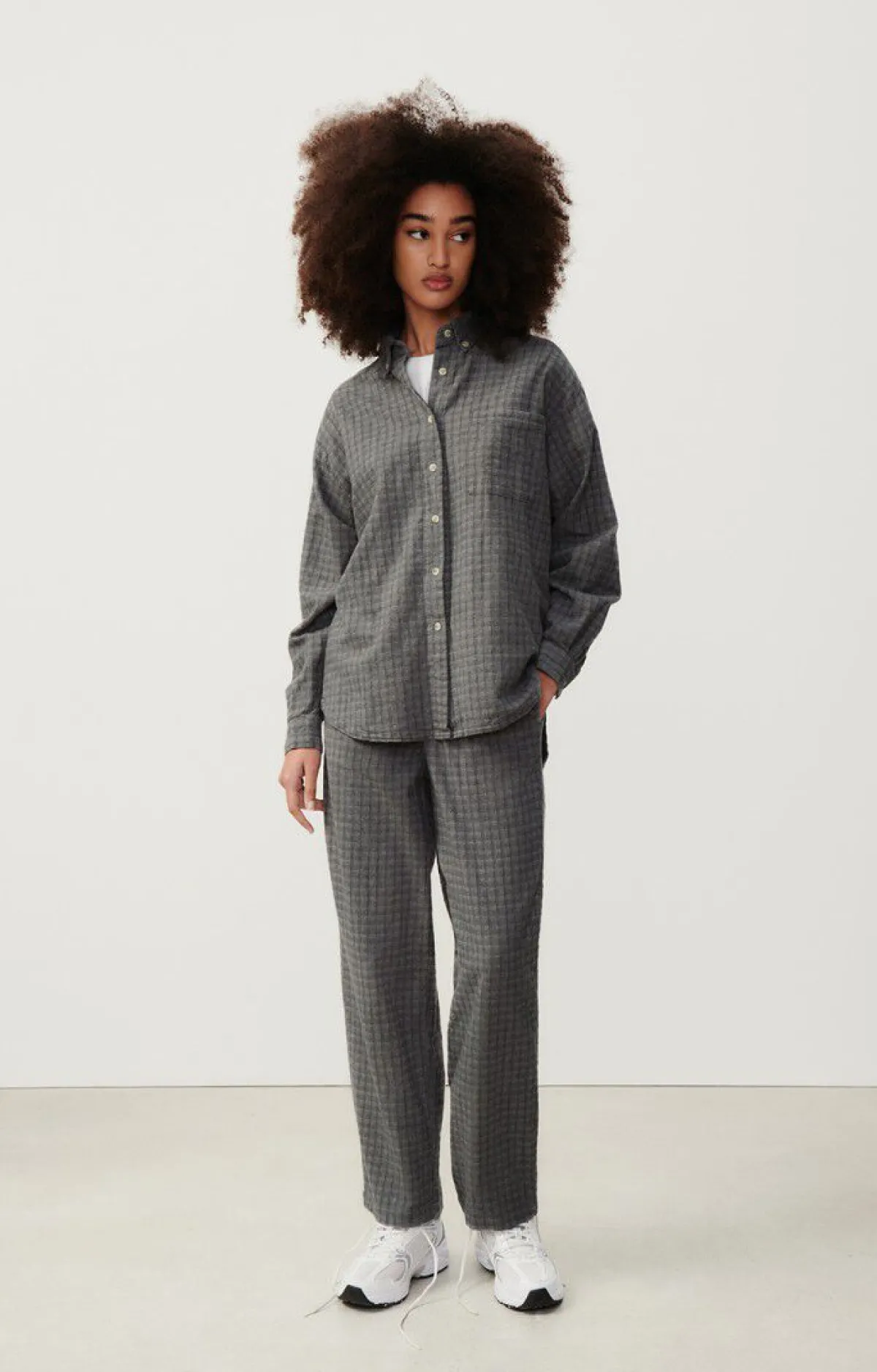 American Vintage Women'S Trousers Jofty Gravel Melange Shop