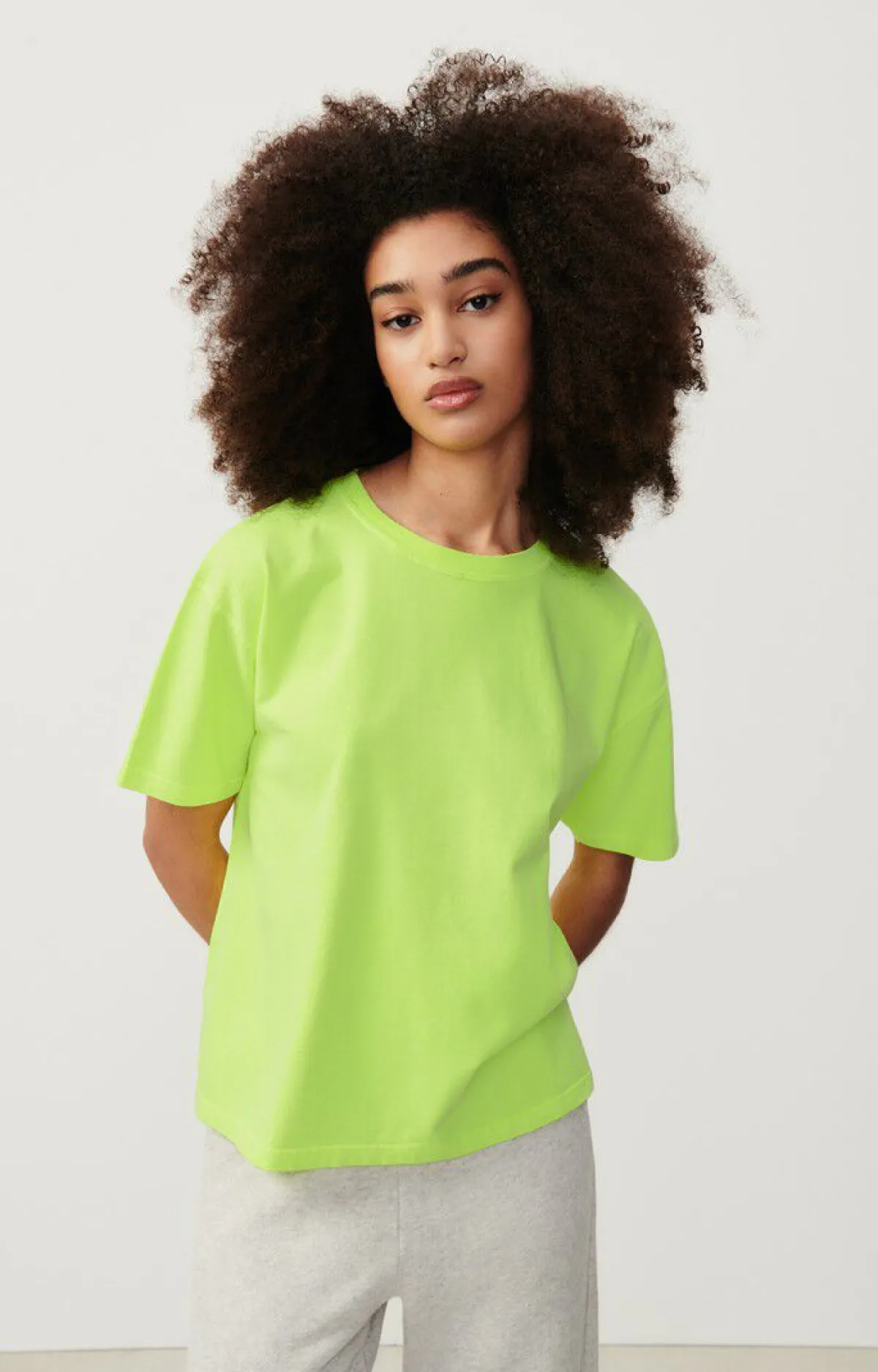 American Vintage Women'S T-Shirt Fizvalley Neon Yellow Best Sale