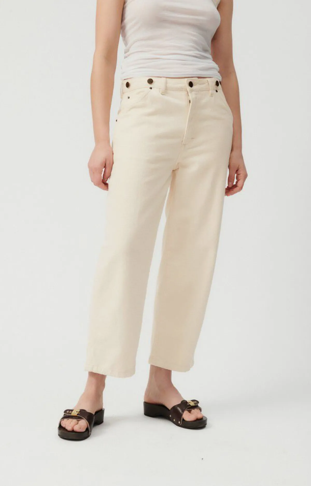 American Vintage Women'S Worker Straight Jeans Spywood Ecru Outlet