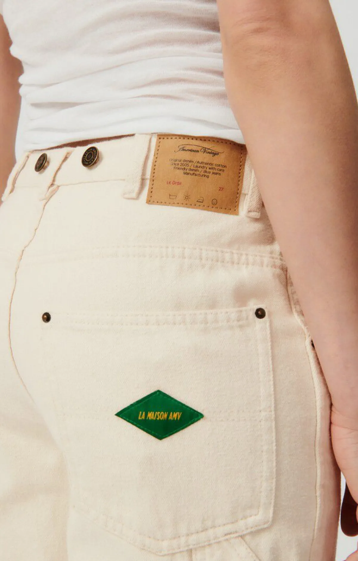 American Vintage Women'S Worker Straight Jeans Spywood Ecru Outlet