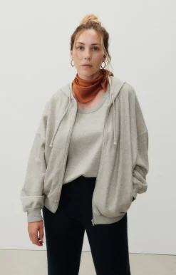 American Vintage Women'S Zipped Hoodie Givston Heather Grey Online