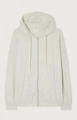 American Vintage Women'S Zipped Hoodie Ypawood Heather Grey New